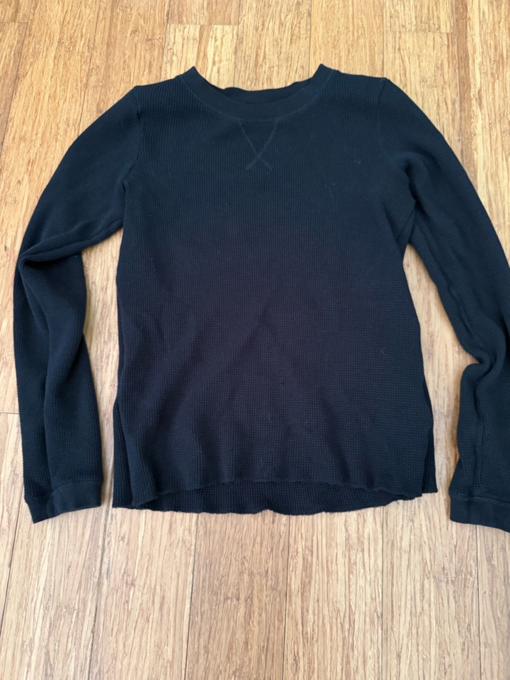 Everlane Black Waffle Knit Crewneck Sweater